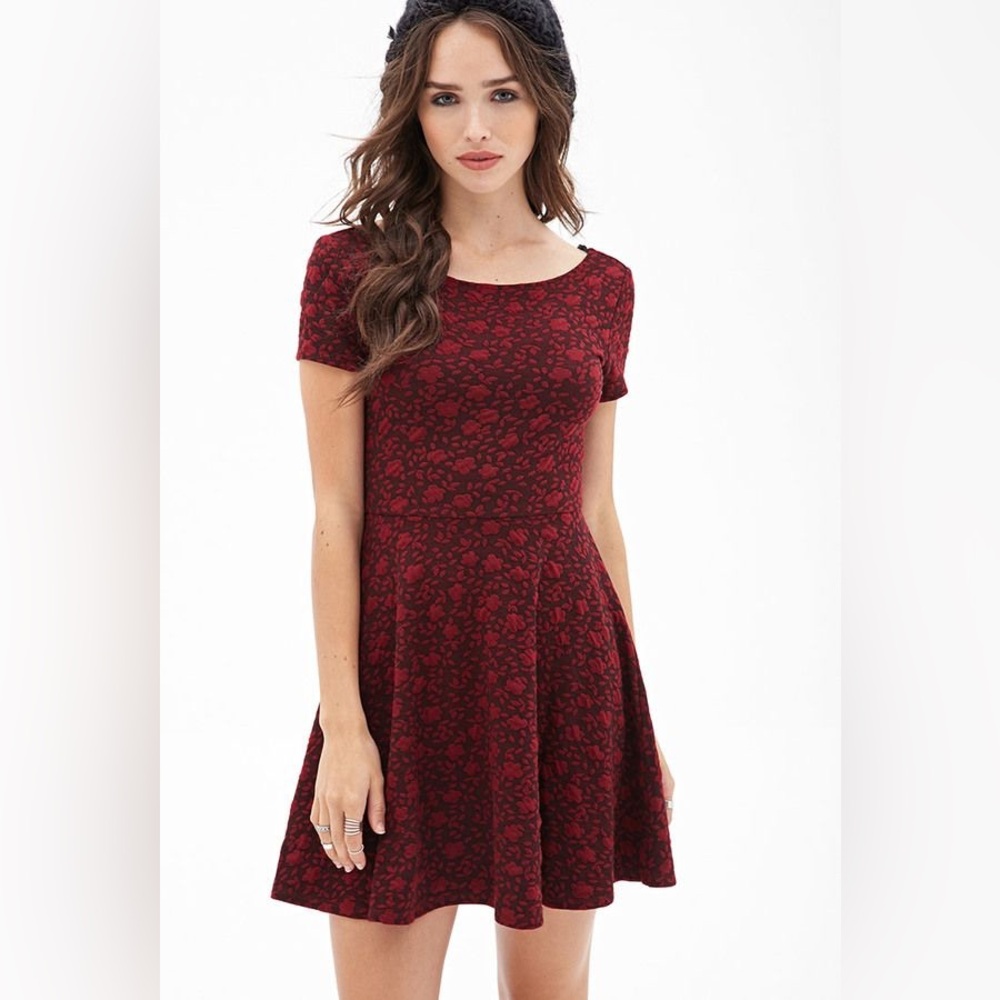 Forever 21 Burgundy Floral Mini Dress